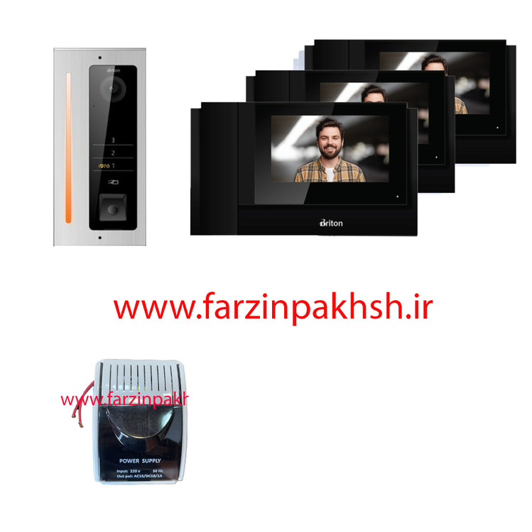 پک کامل آیفون تصویری وای فای_حافظه دار برایتون 7040 با پنل لمسی کریستال 1-10 واحدی مشکی