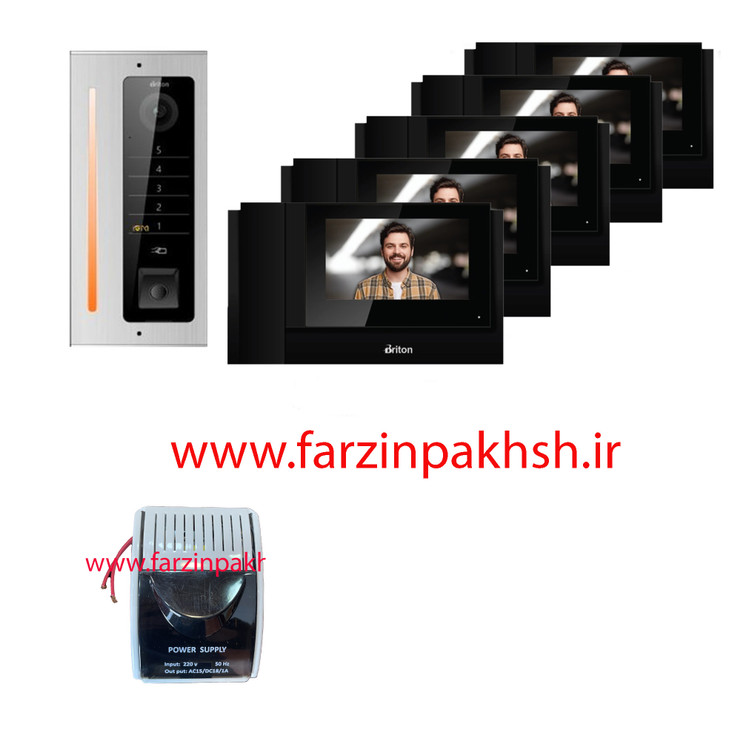 پک کامل آیفون تصویری وای فای_حافظه دار برایتون 7040 با پنل لمسی کریستال 1-10 واحدی مشکی