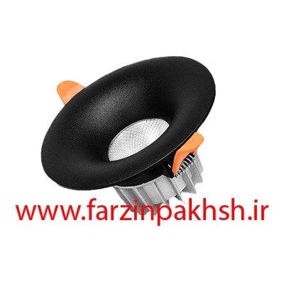 چراغ سقفی توکار 9 وات COB پارس شعاع توس مدل آمیتریس بدنه مشکی