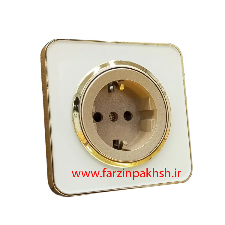 کلید یک پل ایران الکتریک مدل اسپیناس سفید زه طلایی میان بژ