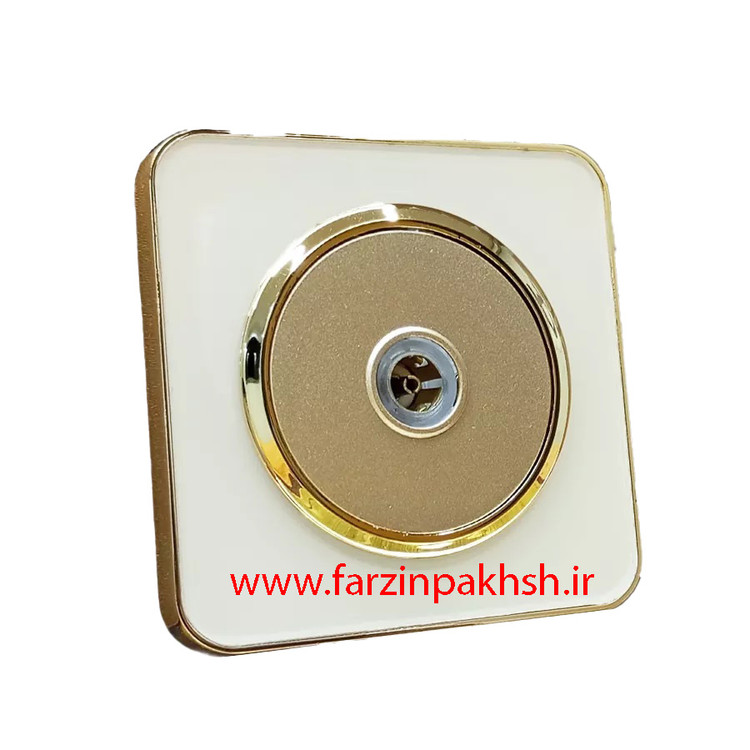 کلید یک پل ایران الکتریک مدل اسپیناس سفید زه طلایی میان بژ