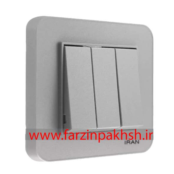 کلید و پریز توکار ایران الکتریک مدل ارس رنگی نقره ای