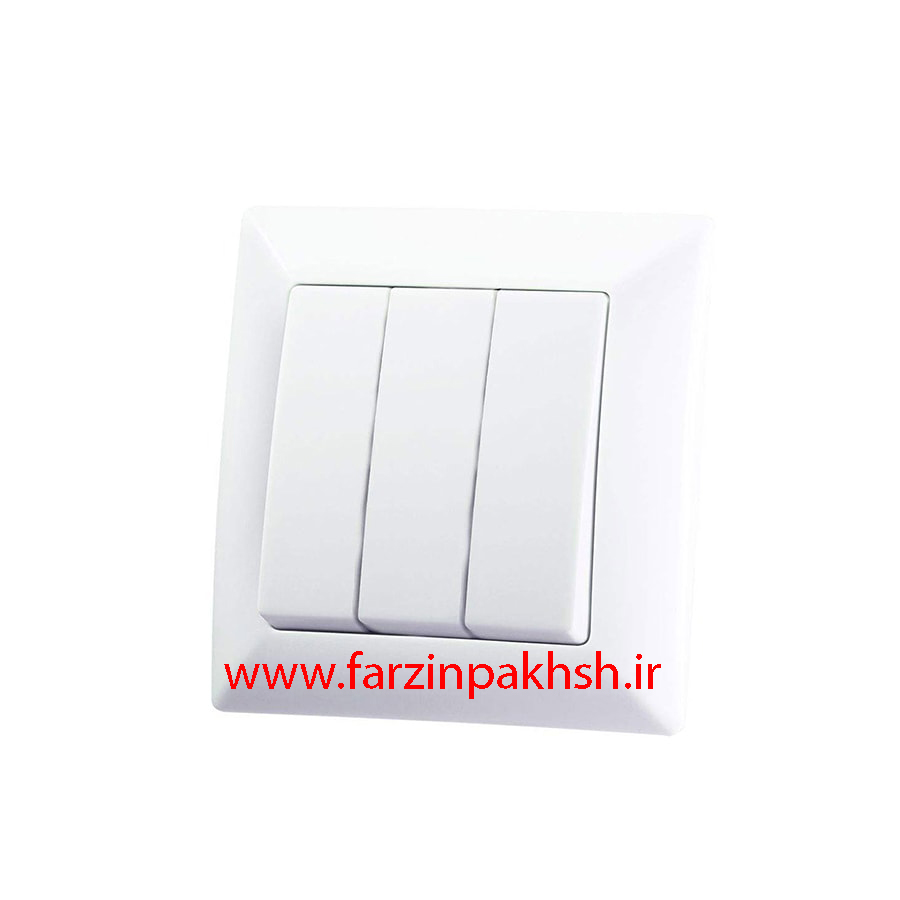 کلید سه پل توکار ایران الکتریک مدل الیزه اقتصادی سفید