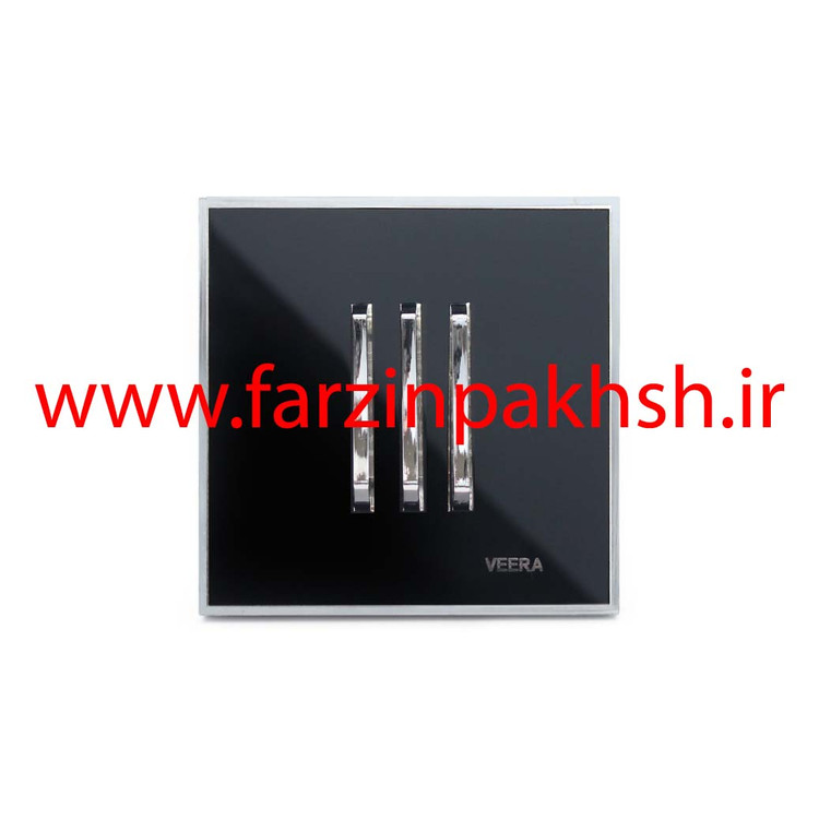 کلید و پریز توکار ویرا مدل شهاب مشکی زه استیل