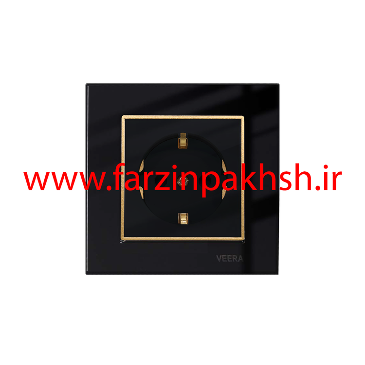 کلید و پریز توکار ویرا مدل امگا مشکی طلا مشکی