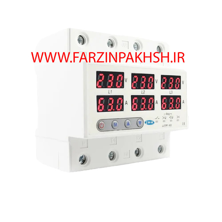 محافظ ولتاژ جریان سه فاز JBH مدل CVP3-100 ظرفیت ۶۳ آمپر