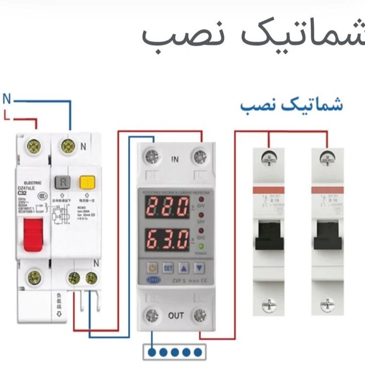 محافظ ولتاژ و جریان پشت کنتوری 80 آمپری JBH ()