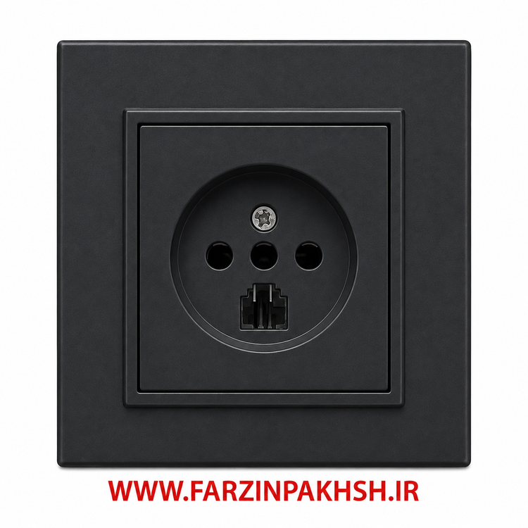 کلید پریز تلفن دوکاره ایران الکتریک مدل برلیان مشکی