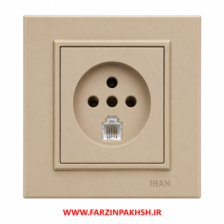 کلید و پریز توکار ایران الکتریک مدل برلیان پلکسی بژ