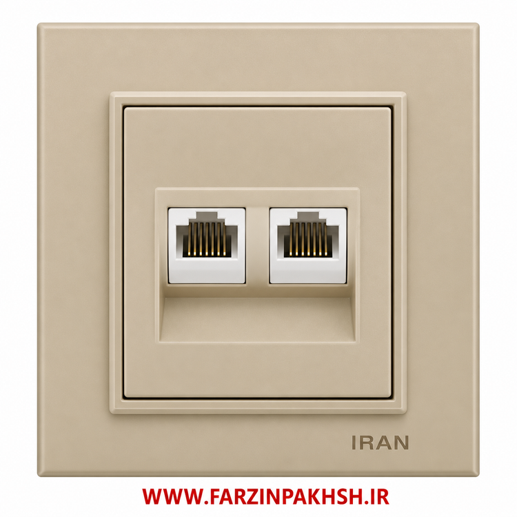 کلید و پریز توکار ایران الکتریک مدل برلیان پلکسی بژ