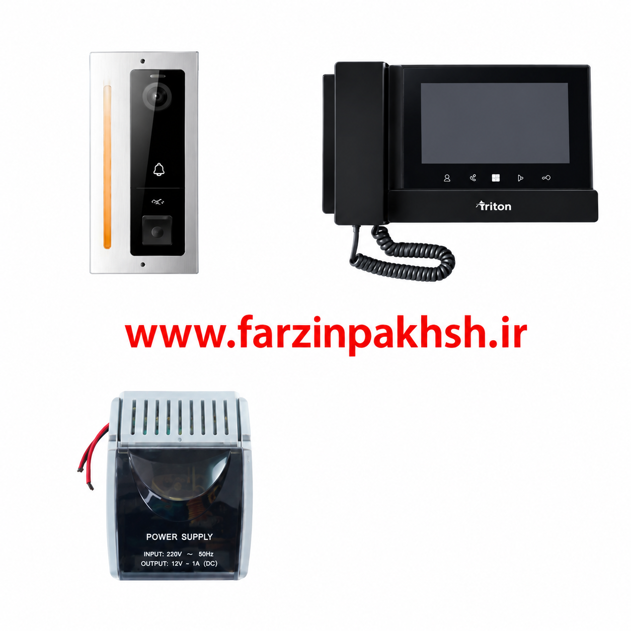 پک کامل آیفون تصویری حافظه دار برایتون 7030 با پنل لمسی کریستال 1-10 واحدی مشکی