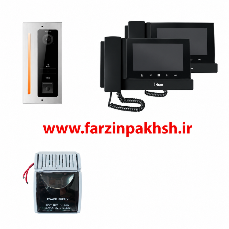 پک کامل آیفون تصویری حافظه دار برایتون 7030 با پنل لمسی کریستال 1-10 واحدی مشکی